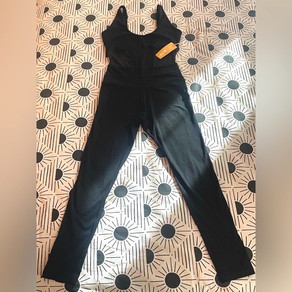 POPFLEX Black Full Length Workout Onesie NWT